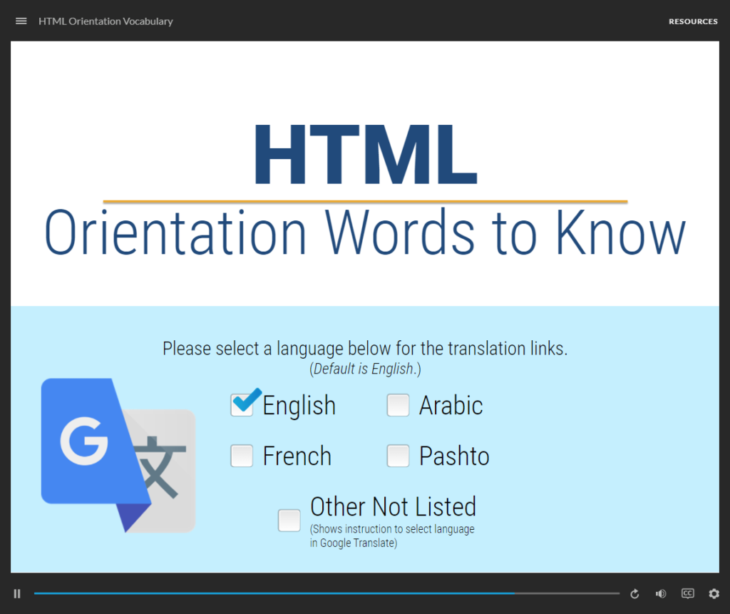 Glossary Interaction Screenshot